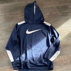 Nike Navy and White Hooded Pullover with Swoosh